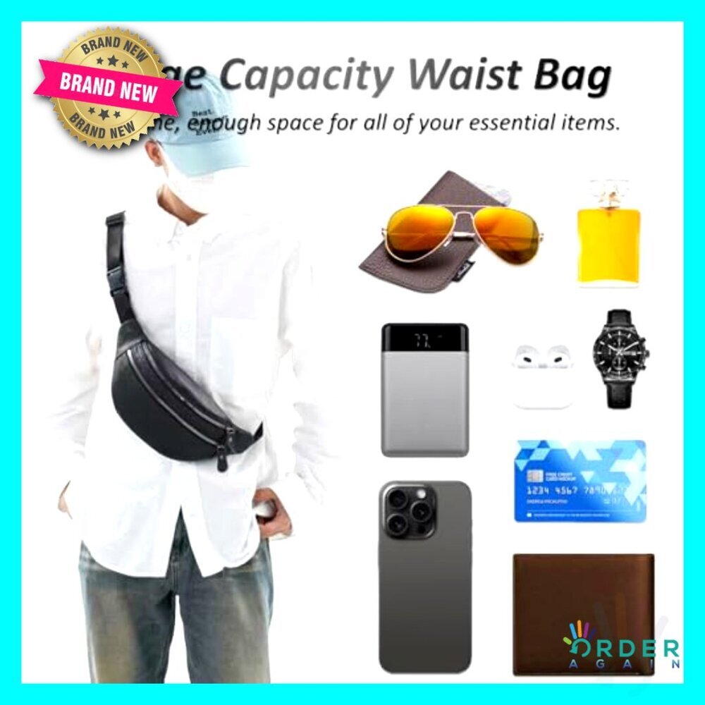 Genuine Leather Waist Pack Adjustable Strap Travel Hiking Cycling Running Fanny - Picture 5 of 6